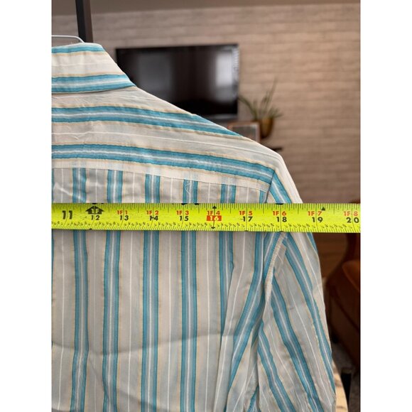 Hugo Boss Slim Fit 100% Cotton Button Down Blue Stipes Shirt Mens Size XXL - Picture 3 of 7